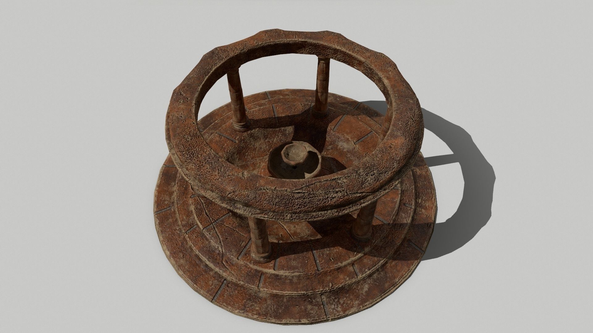 Altar Set wooden wheel Low-poly 3D model_4