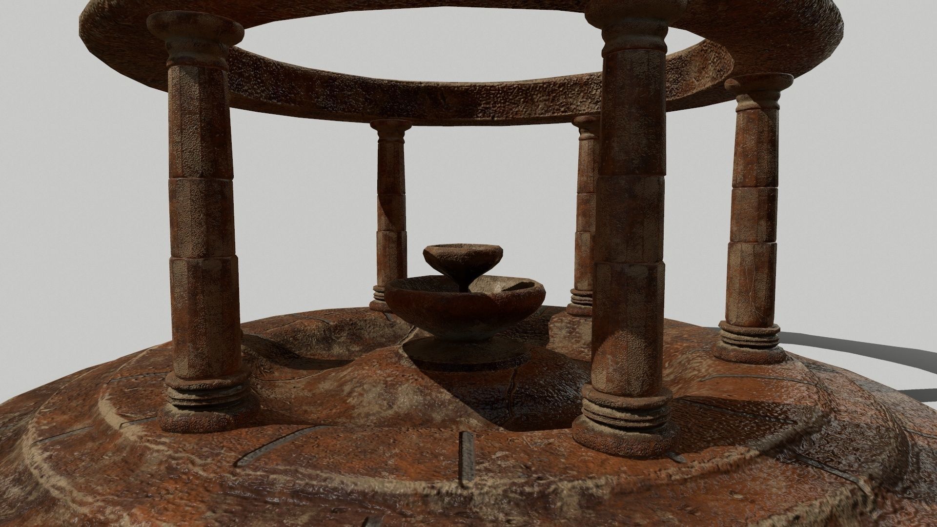 Altar Set wooden wheel Low-poly 3D model_1