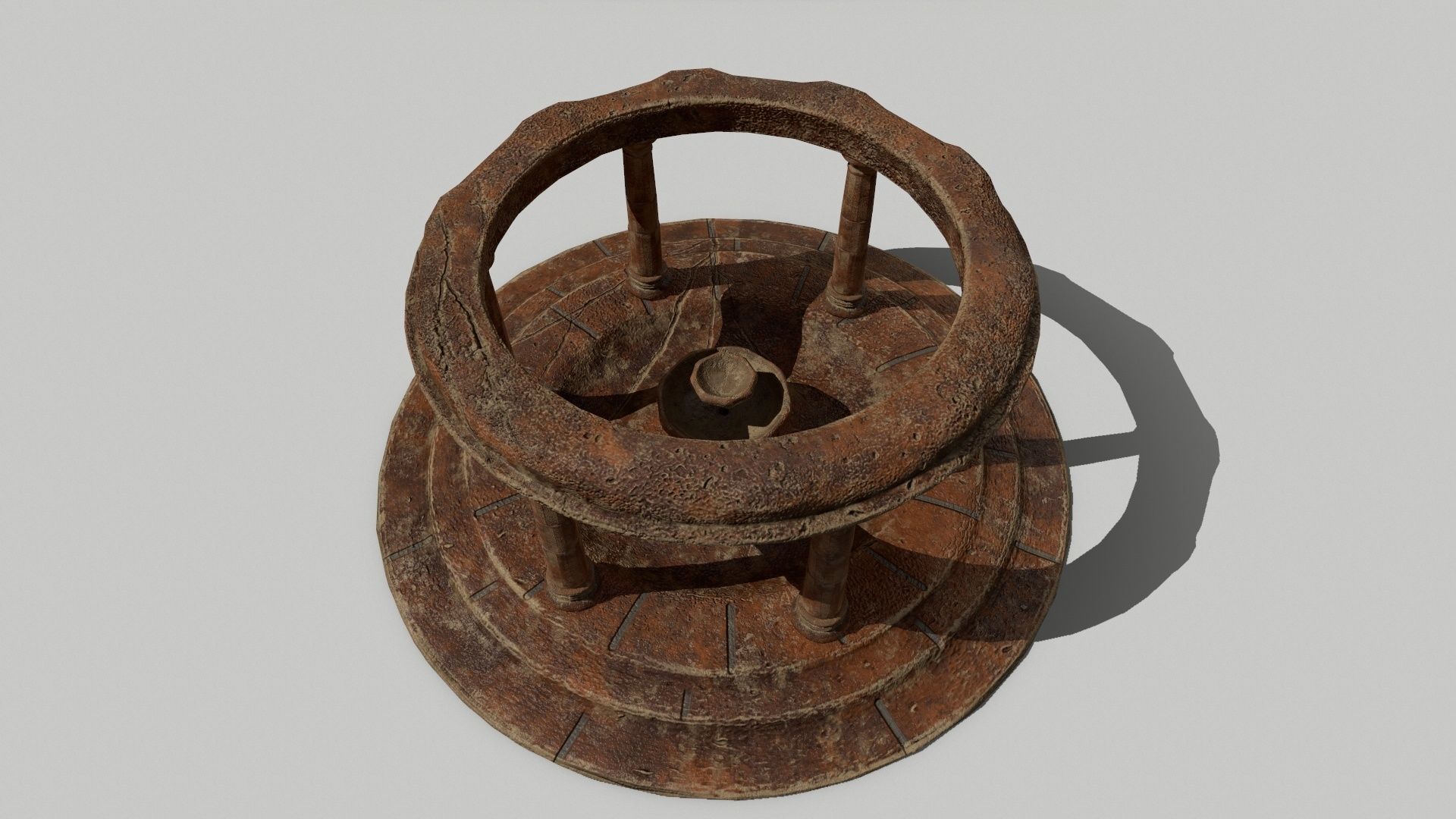 Altar Set wooden wheel Low-poly 3D model_3