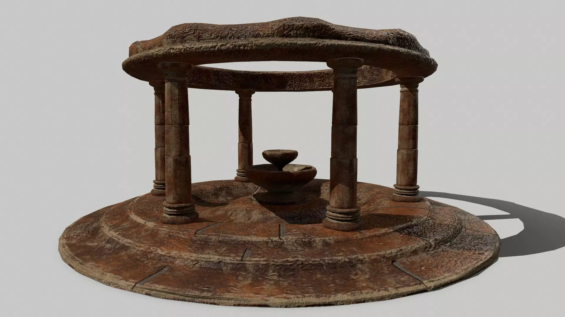 Altar Set wooden wheel Low-poly 3D model_0