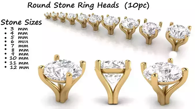 Ring Heads Type 5 - 10pc 3D print model
