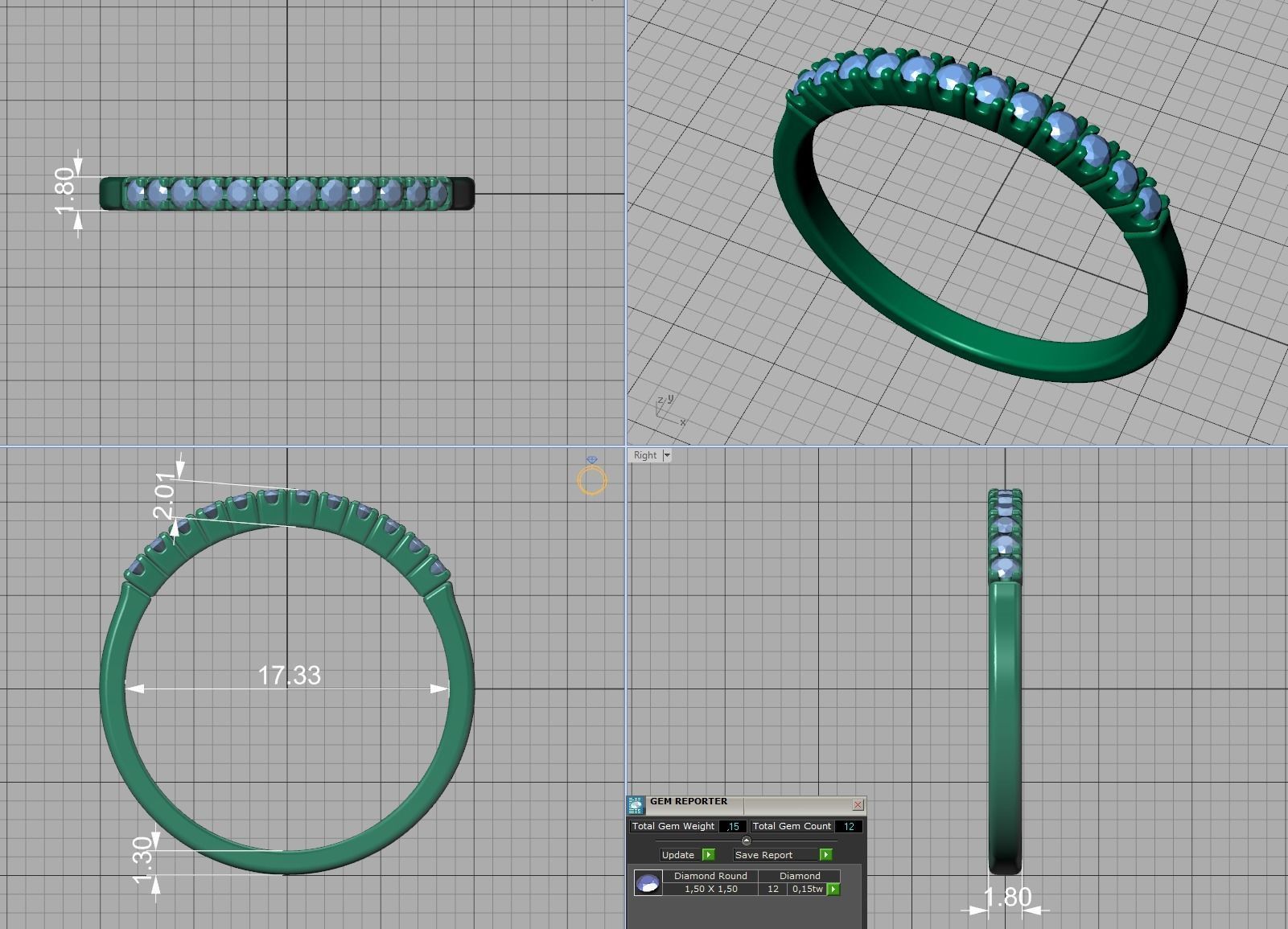 Diamond Ring Stackable Ring 3dmodel 3D print model_6