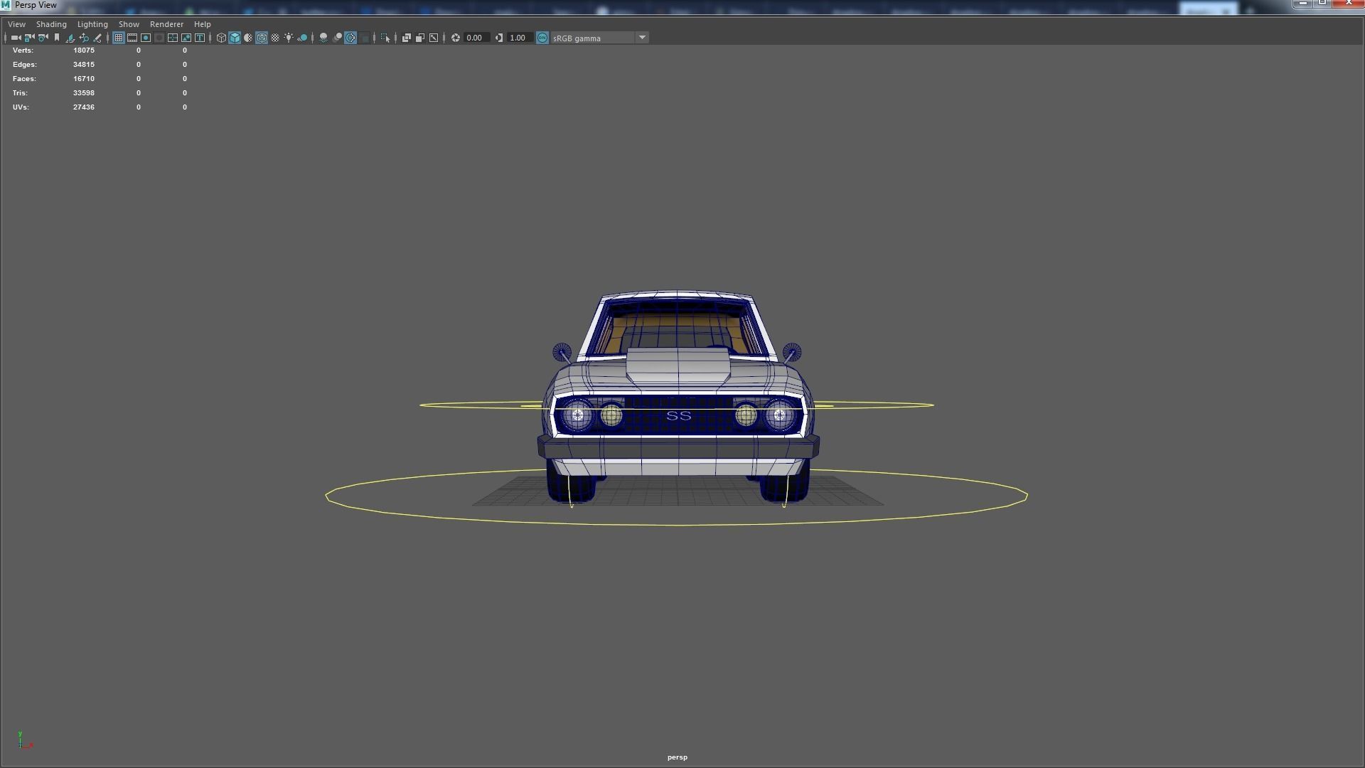 Cartoon Camaro Race Car Low-poly 3D model_26