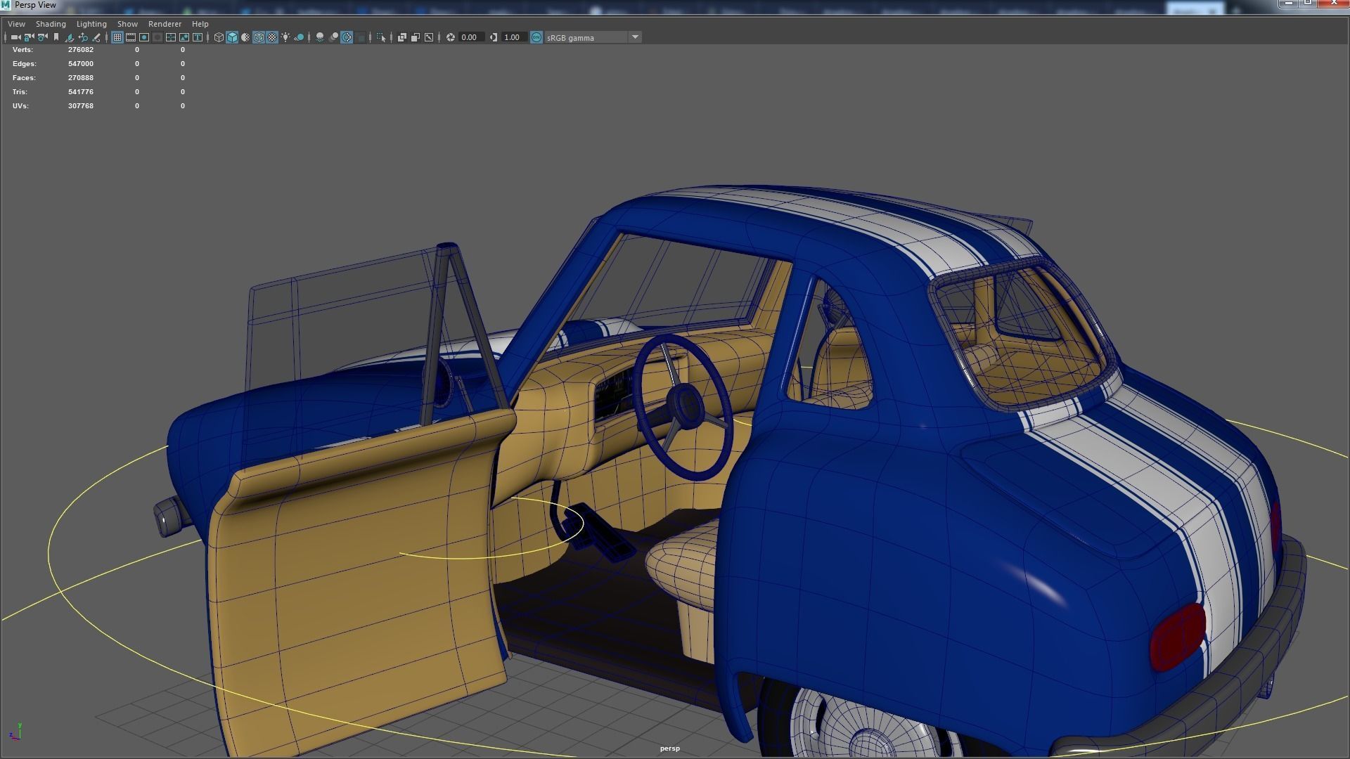 Cartoon Camaro Race Car Low-poly 3D model_32