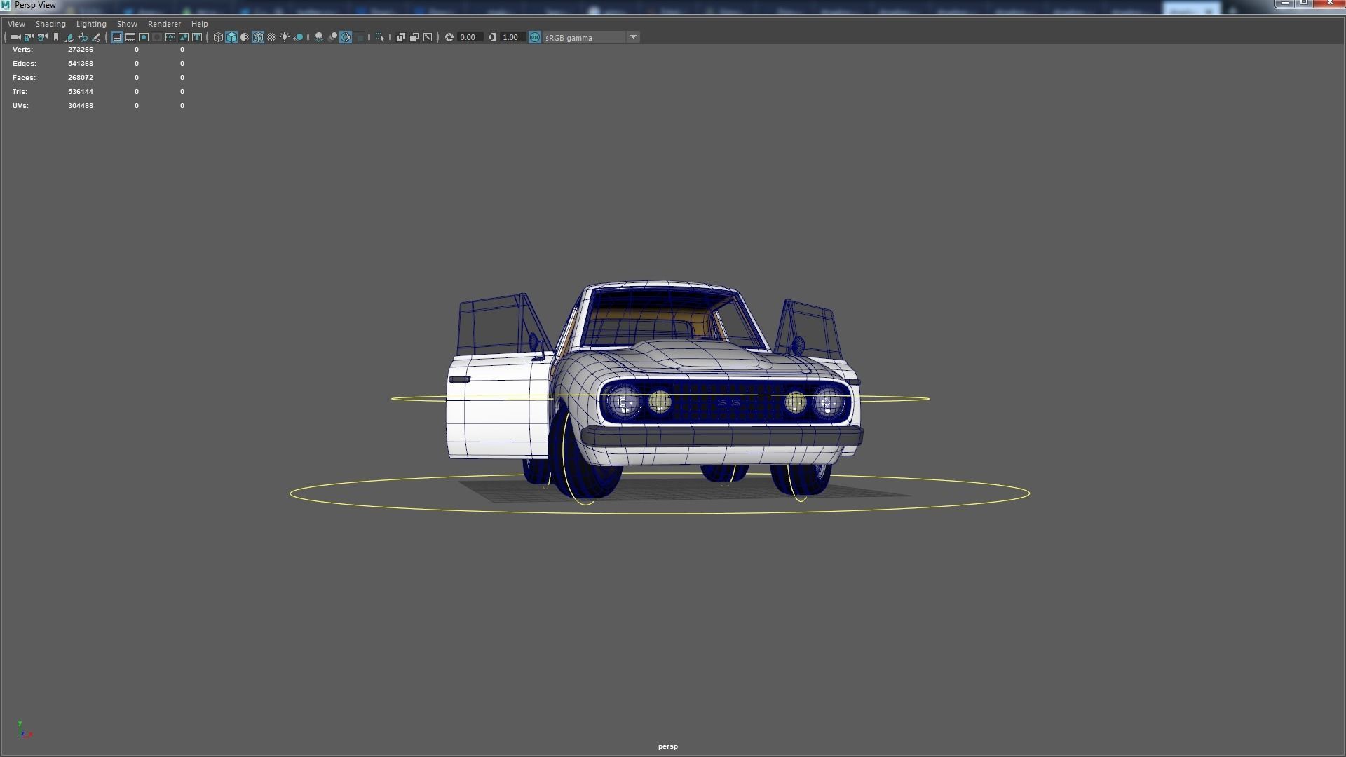 Cartoon Camaro Race Car Low-poly 3D model_16
