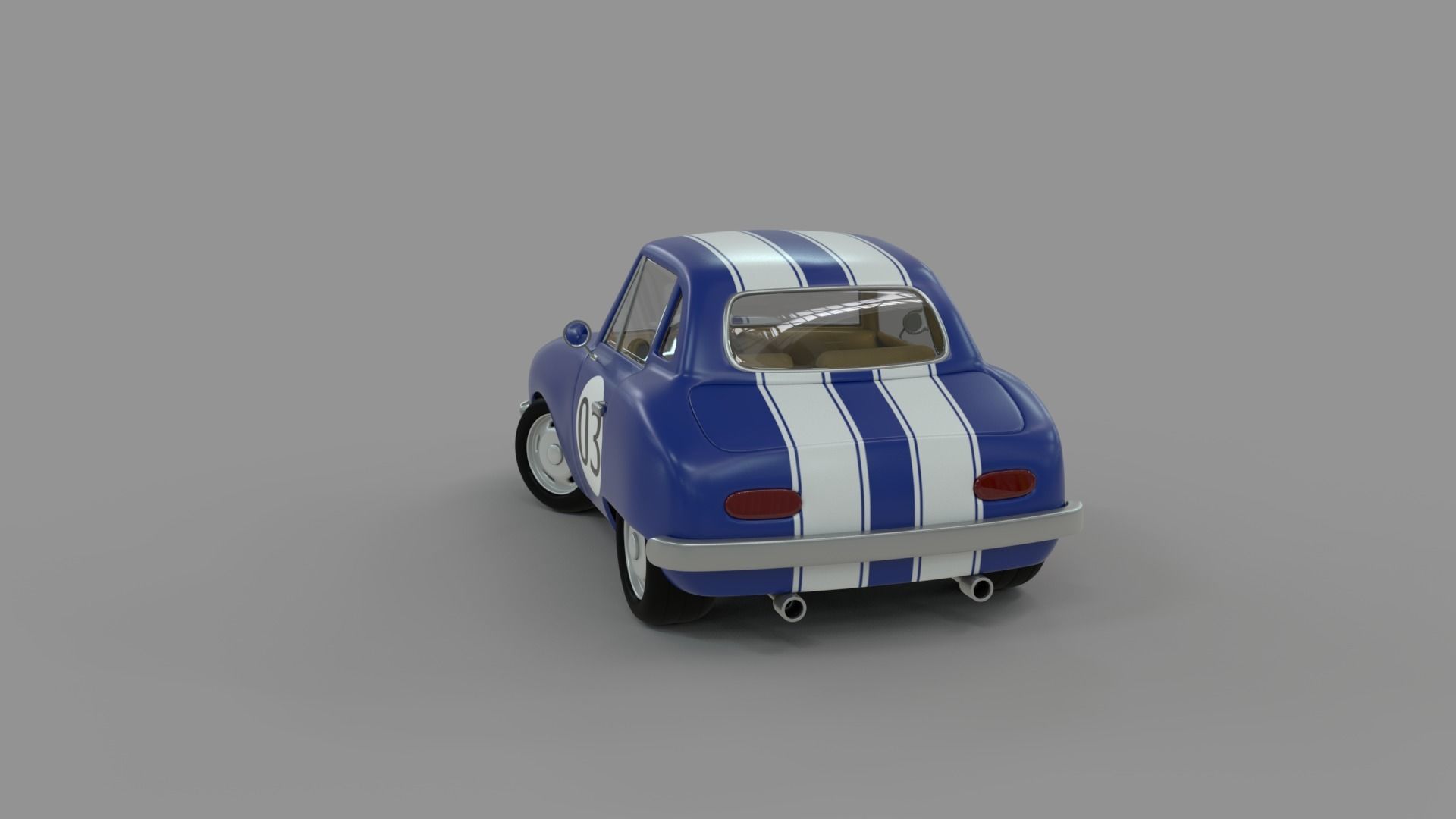 Cartoon Camaro Race Car Low-poly 3D model_5