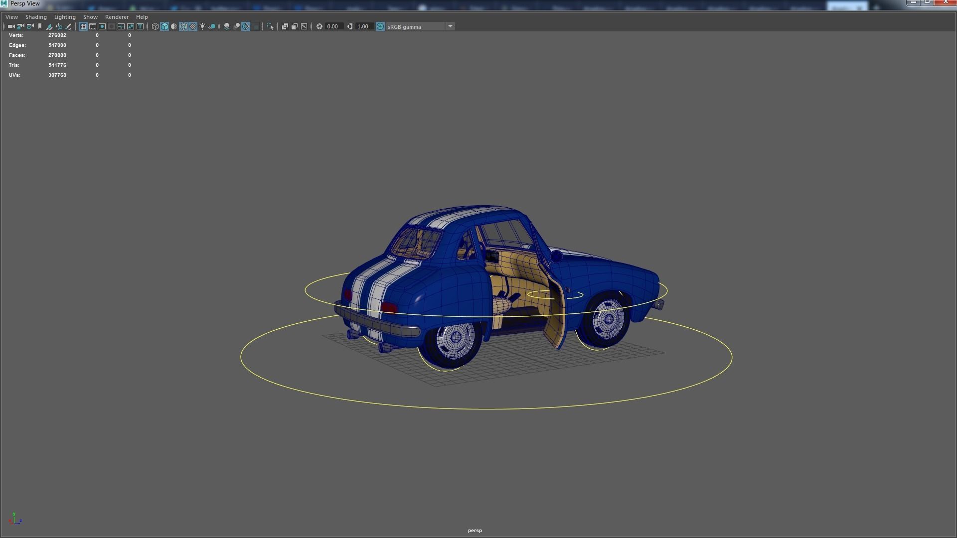 Cartoon Camaro Race Car Low-poly 3D model_30