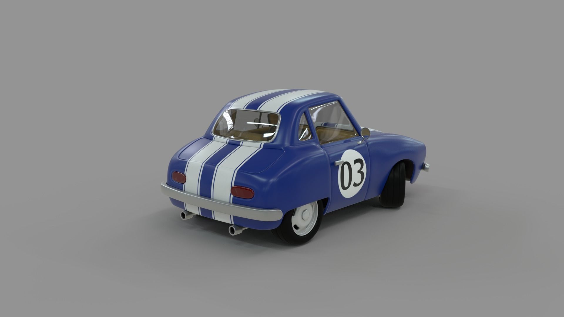 Cartoon Camaro Race Car Low-poly 3D model_7