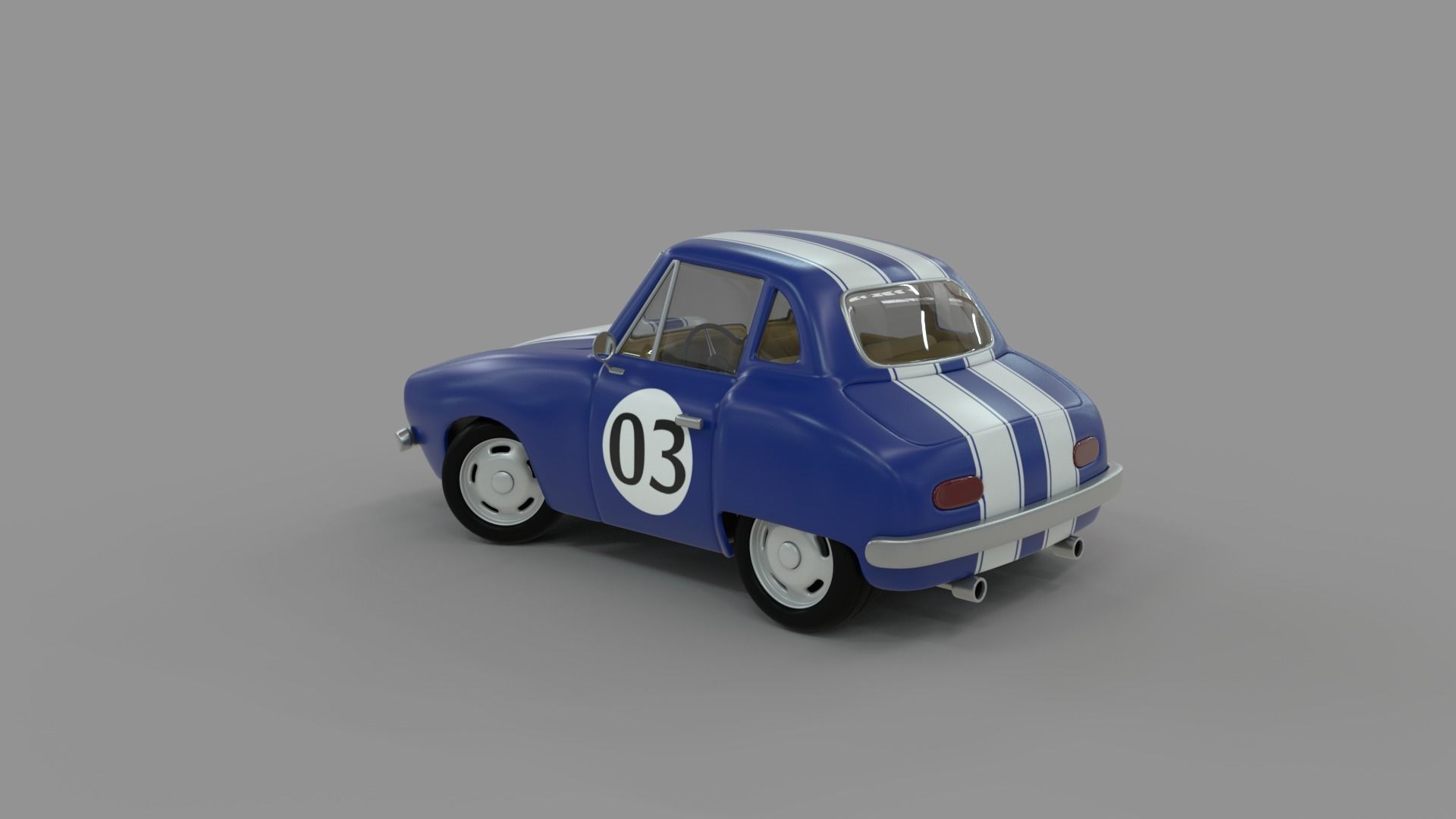 Cartoon Camaro Race Car Low-poly 3D model_4