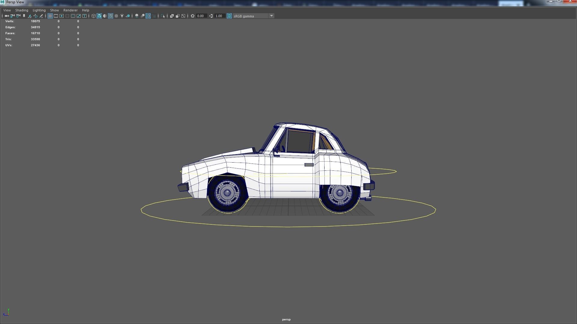Cartoon Camaro Race Car Low-poly 3D model_22