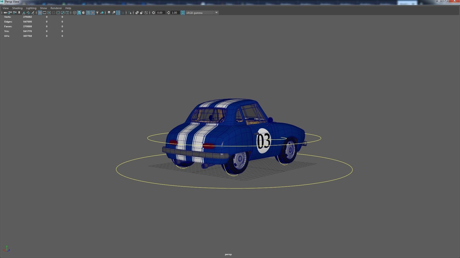 Cartoon Camaro Race Car Low-poly 3D model_29