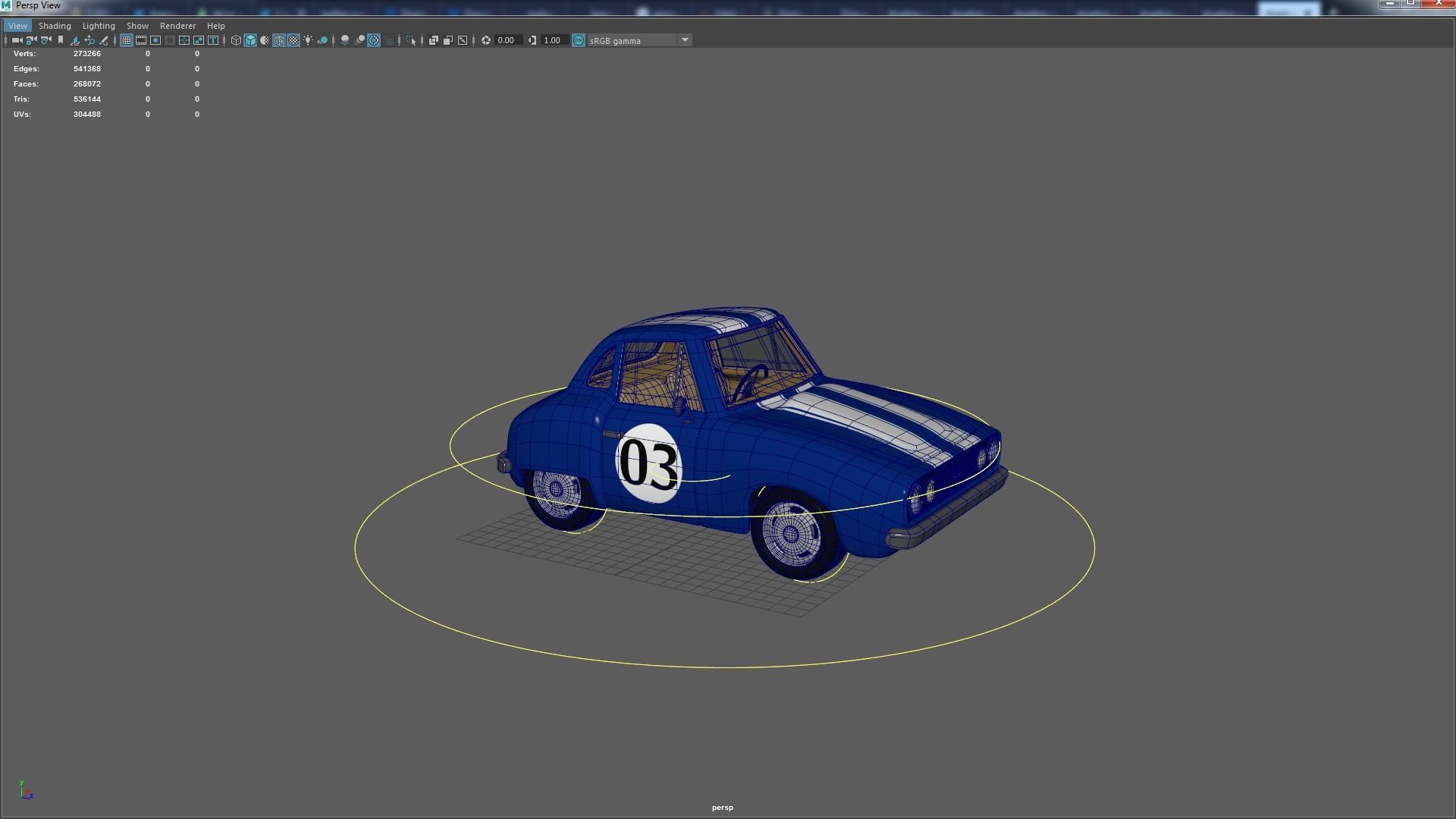 Cartoon Camaro Race Car Low-poly 3D model_27
