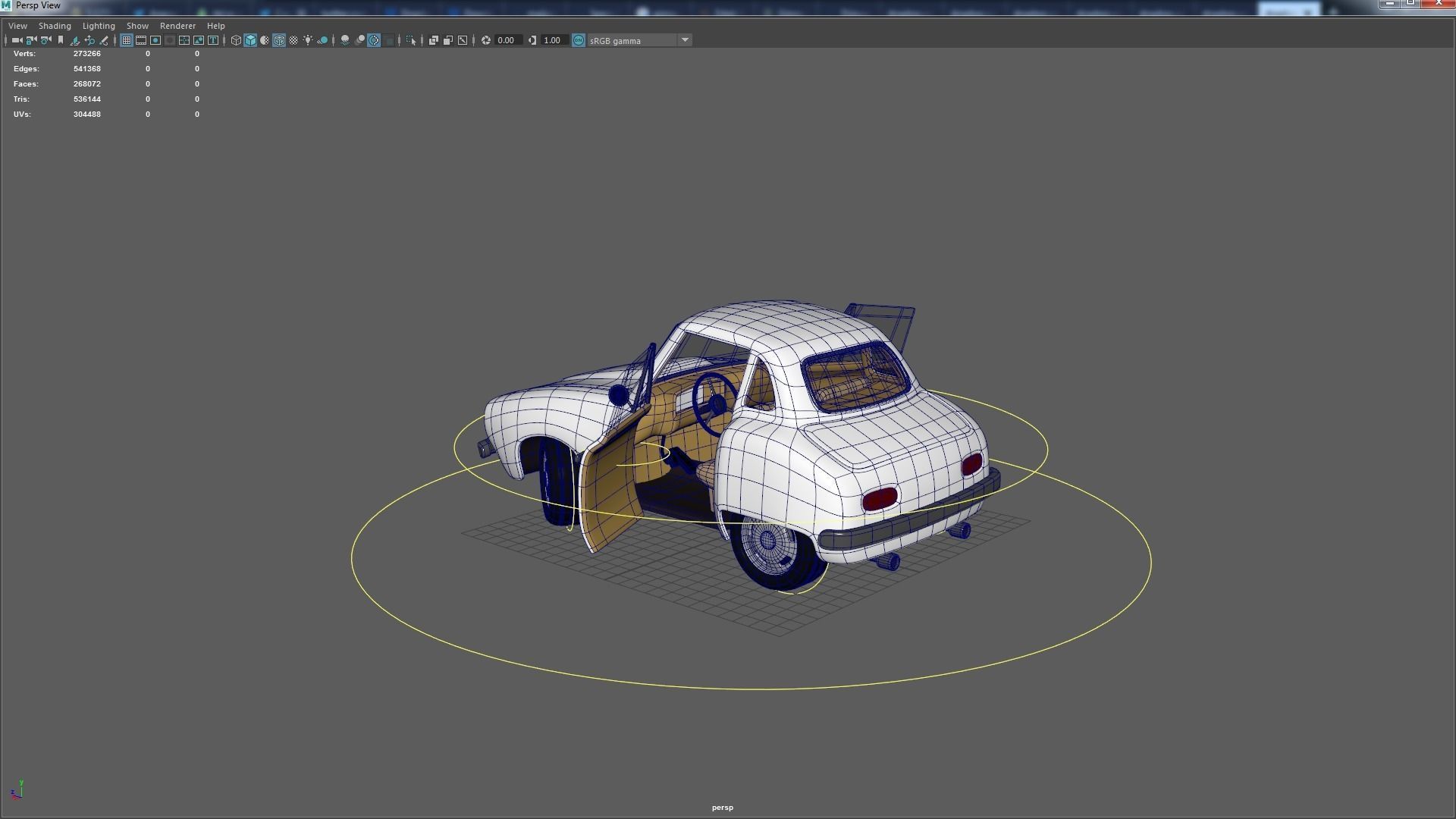 Cartoon Camaro Race Car Low-poly 3D model_14