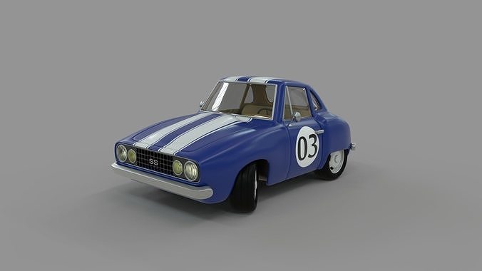 Cartoon Camaro Race Car Low-poly 3D model