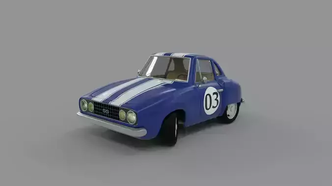 Cartoon Camaro Race Car Low-poly 3D model