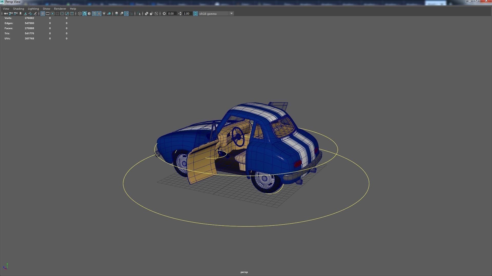 Cartoon Camaro Race Car Low-poly 3D model_31