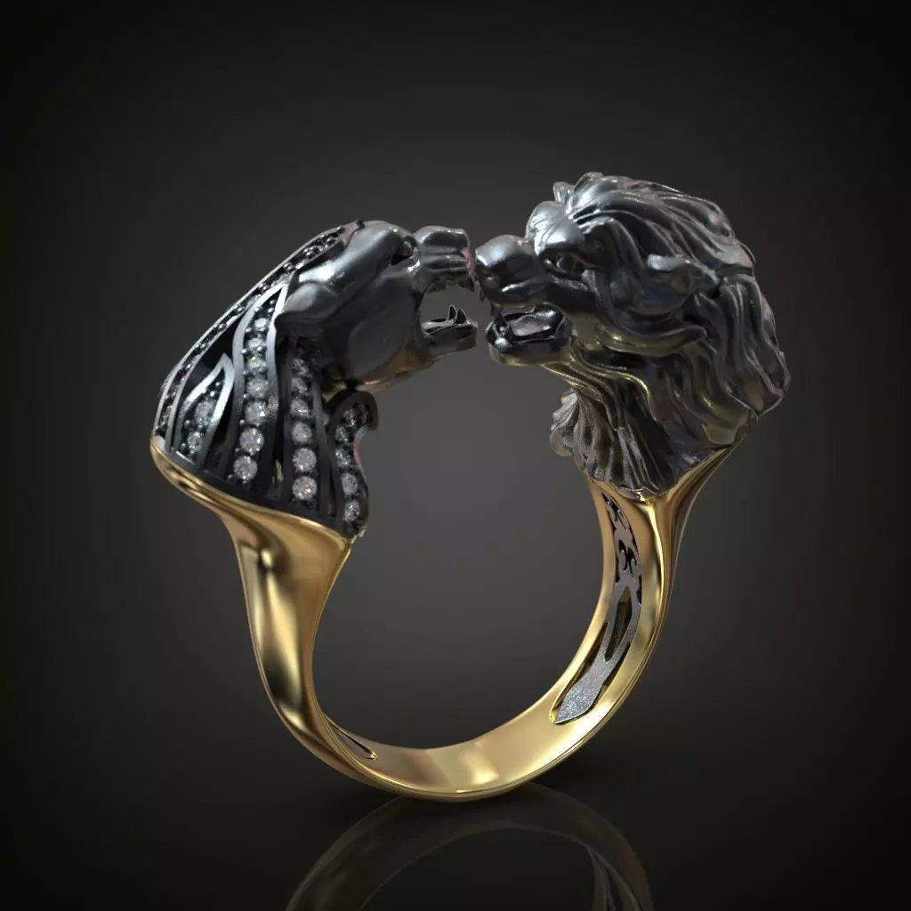 Diamond Ring Lion Panther 3D print model