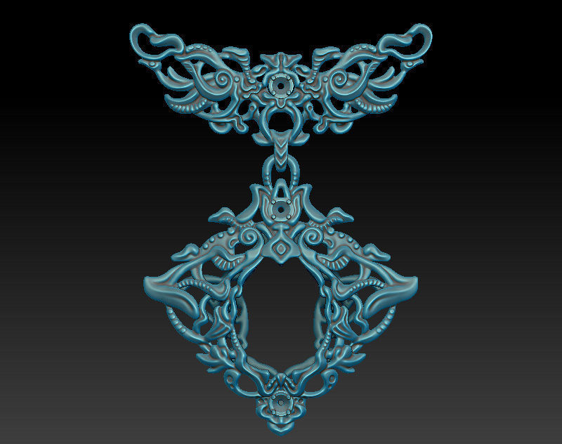 Fantasy pendant stl and obj files - 3D model for a cabochon 3D print model_5