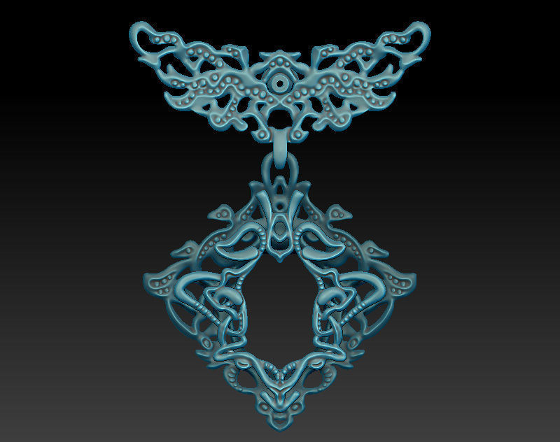 Fantasy pendant stl and obj files - 3D model for a cabochon 3D print model_6
