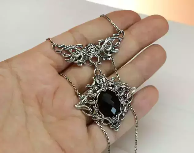 Fantasy pendant stl and obj files - 3D model for a cabochon