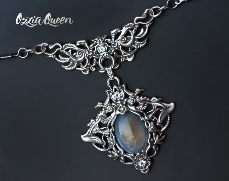 Fantasy pendant stl and obj files - 3D model for a cabochon 3D print model_2