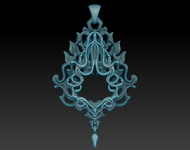 Pendant 3D model for a cabochon - zBrush sculpted 3D print model_5