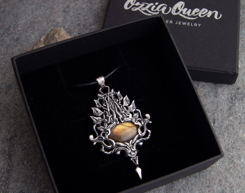 Pendant 3D model for a cabochon - zBrush sculpted 3D print model_3