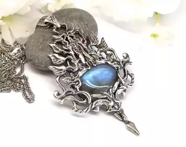 Pendant 3D model for a cabochon - zBrush sculpted 3D print model