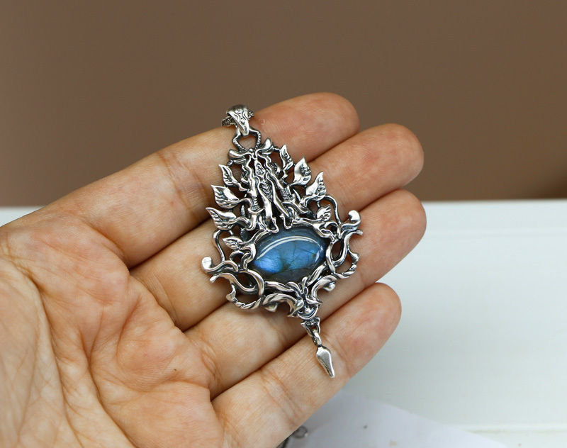 Pendant 3D model for a cabochon - zBrush sculpted 3D print model_2