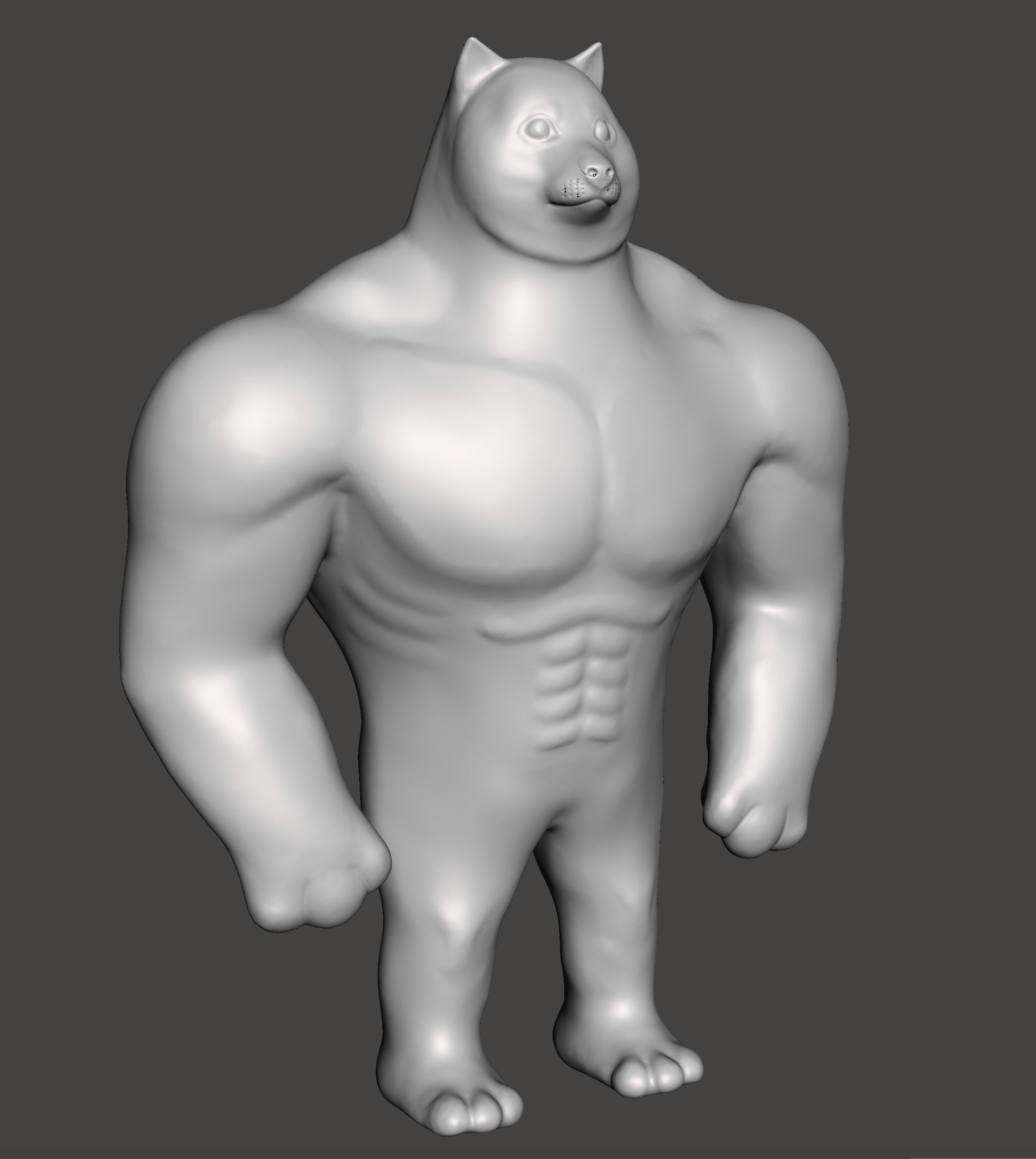 Swole Doge - Much Wow - Dogecoin Mascot 3D Model for 3D Printing 3D print model_1