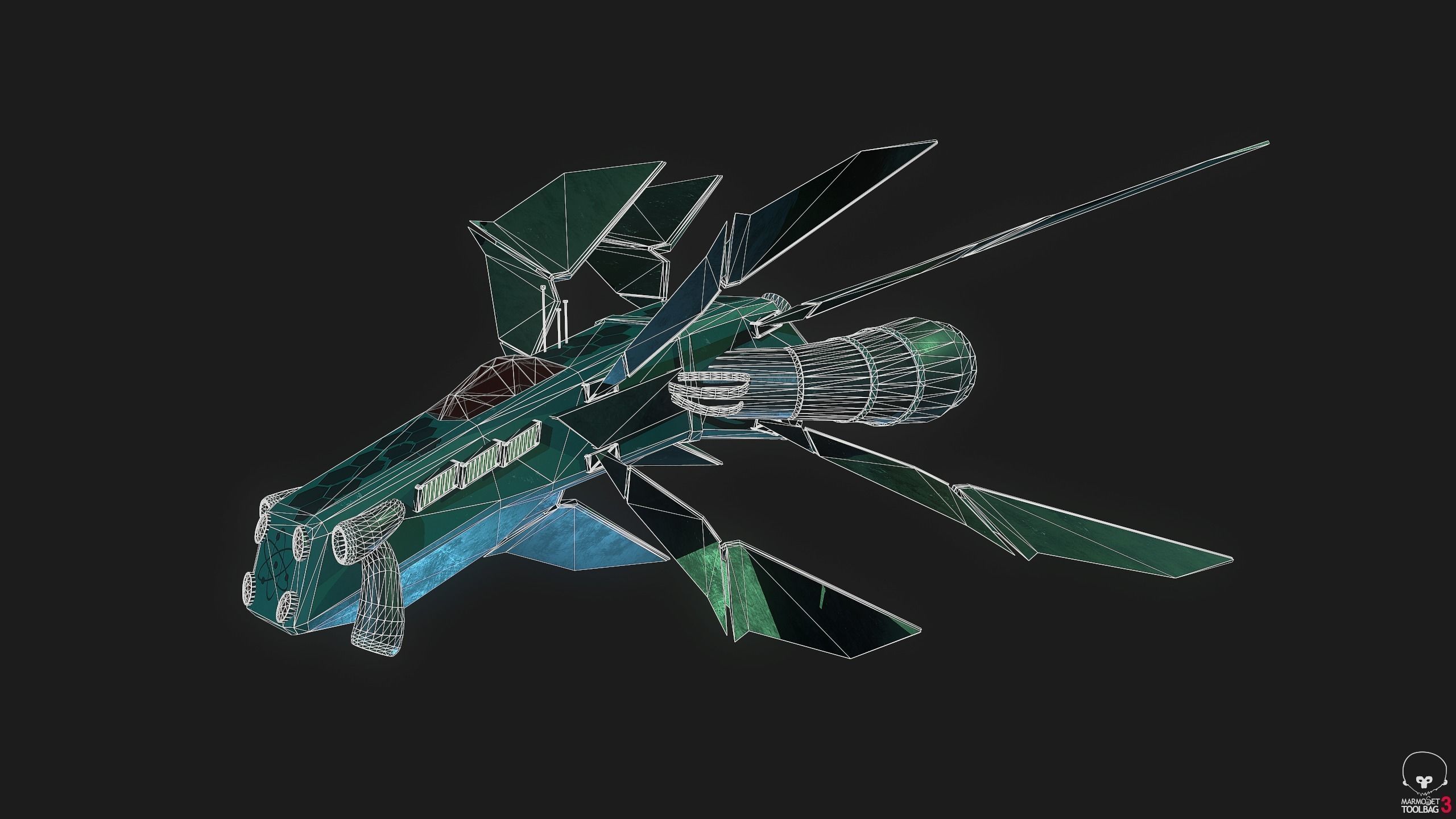 3D starhip FBX Low-poly 3D model_14