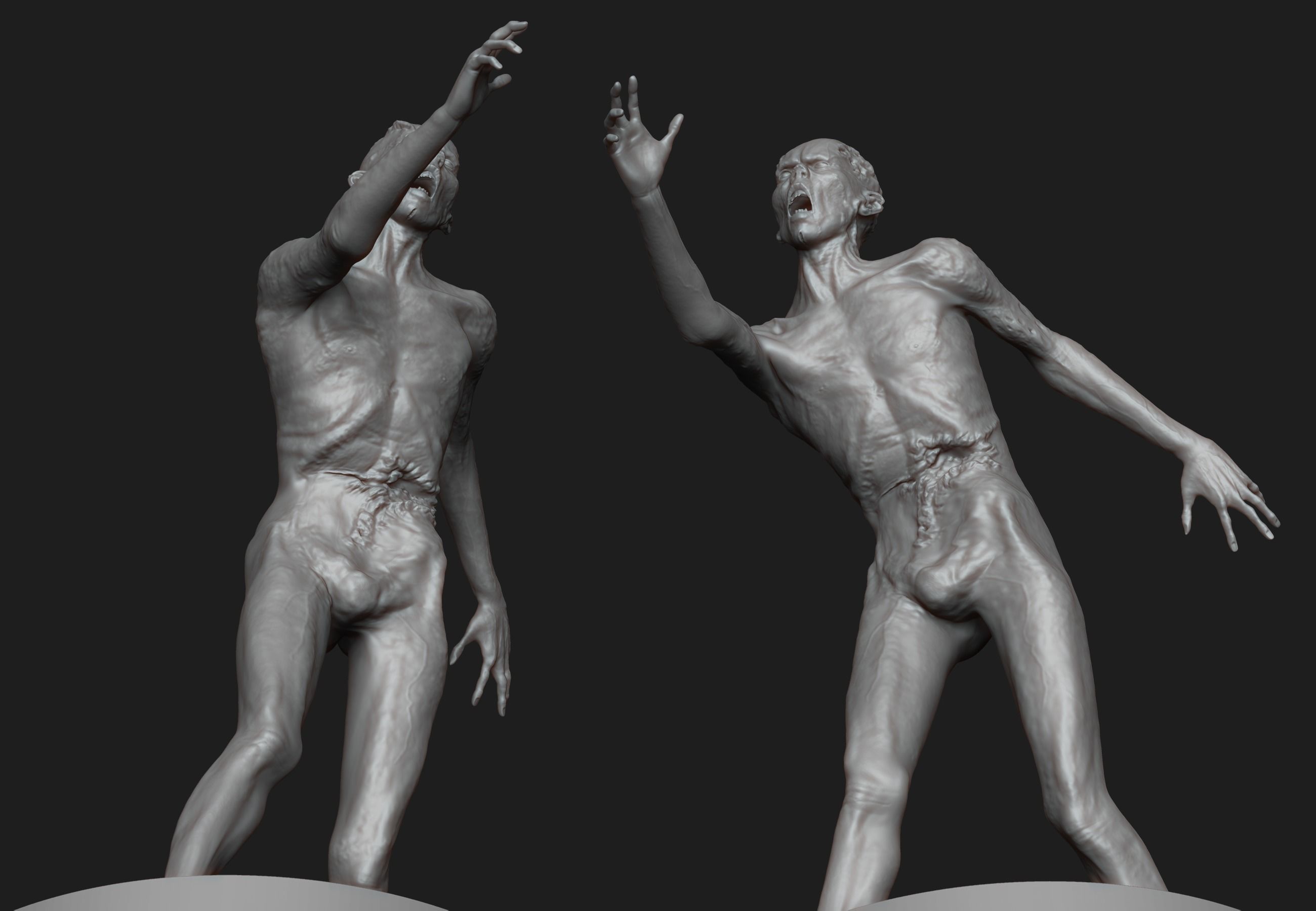 Zombie statue 3D print model_6