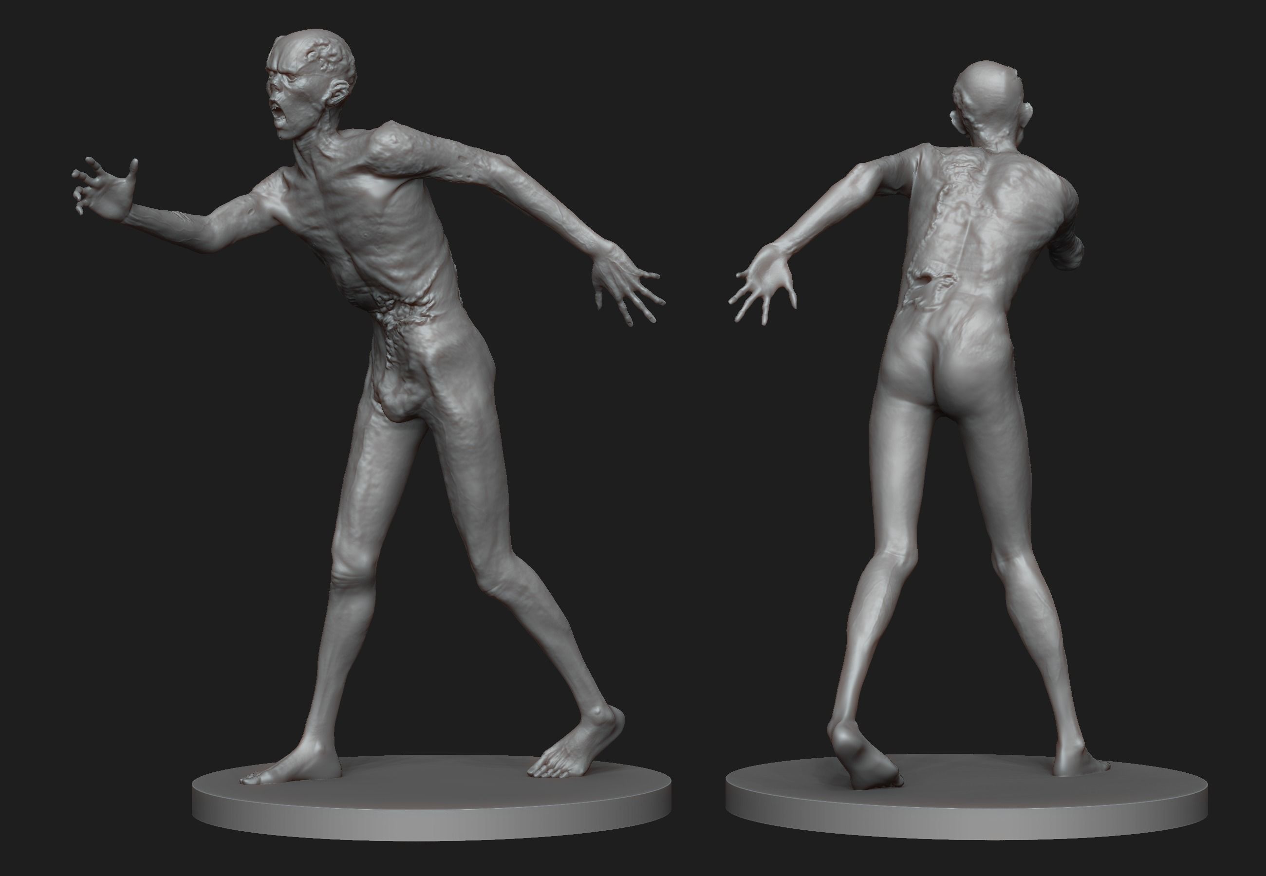 Zombie statue 3D print model_3
