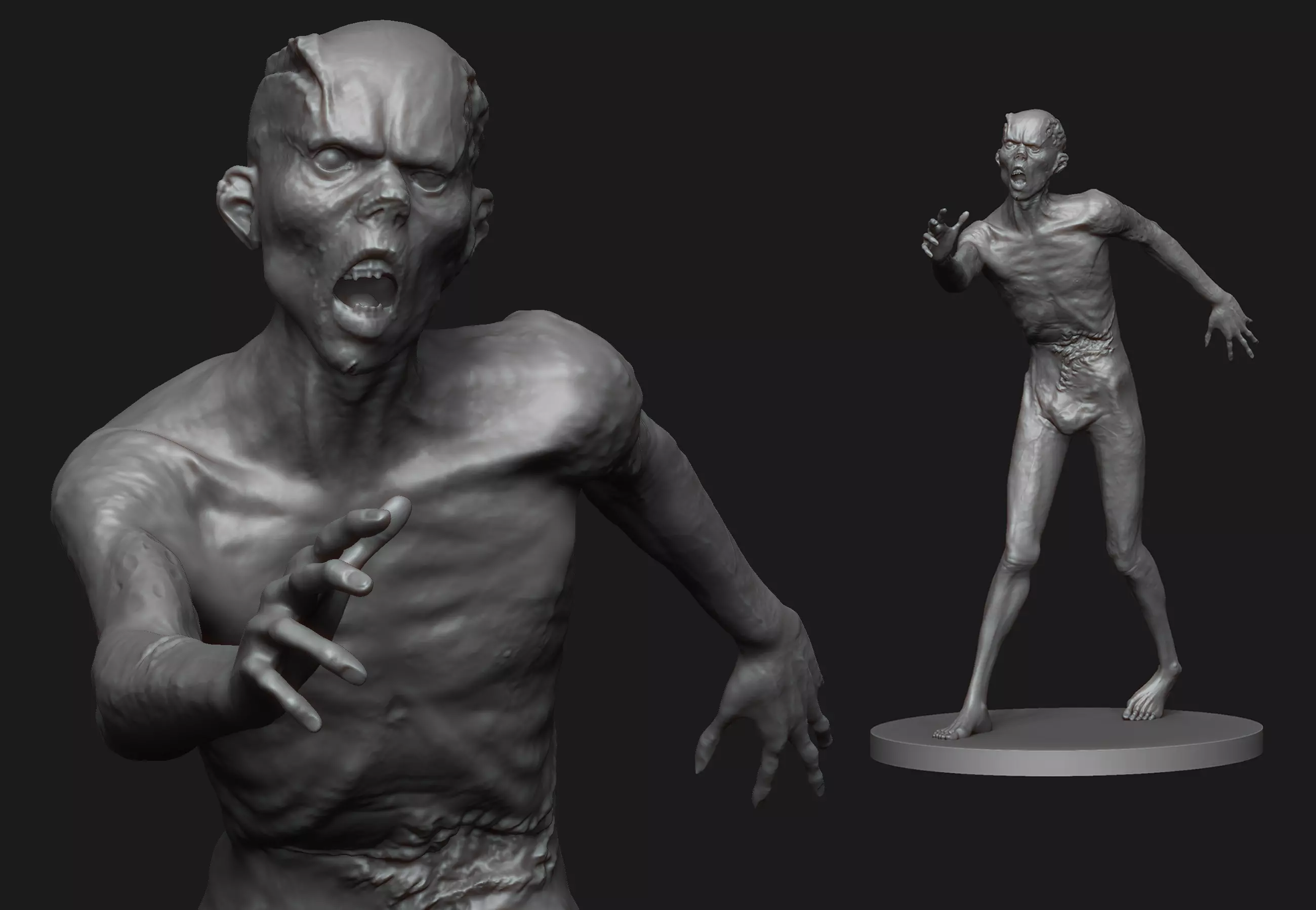 Zombie statue 3D print model_0