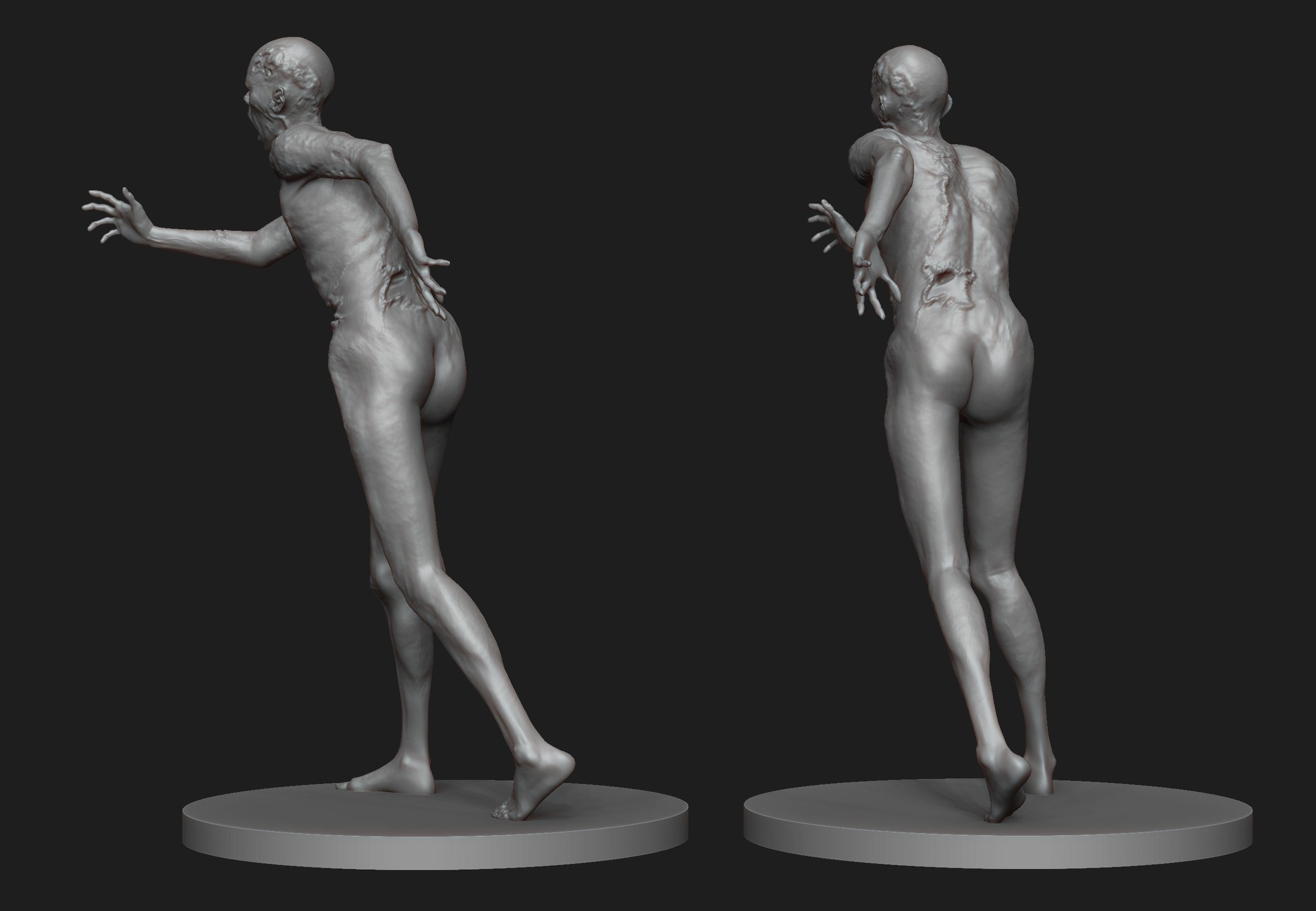 Zombie statue 3D print model_5
