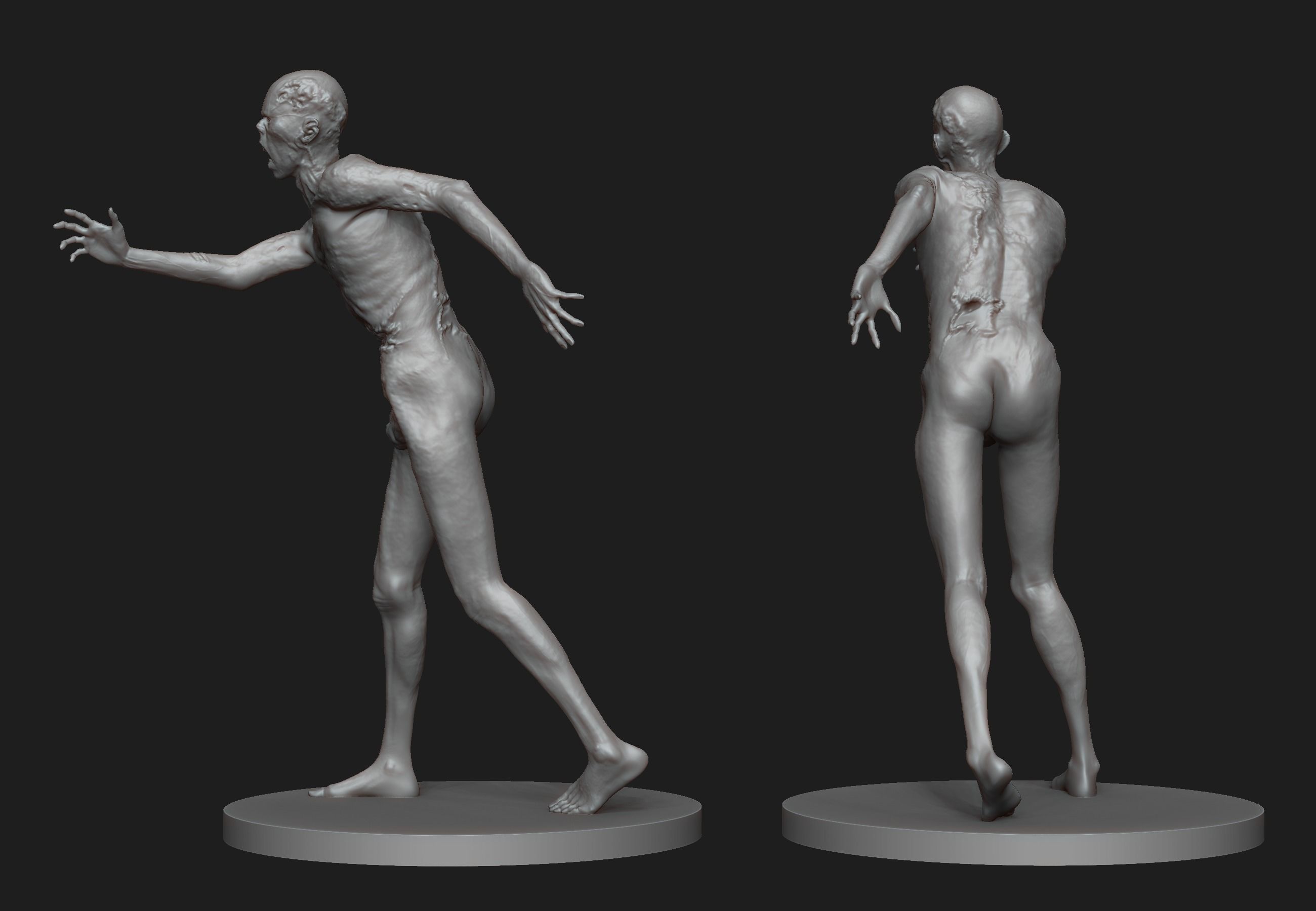 Zombie statue 3D print model_4