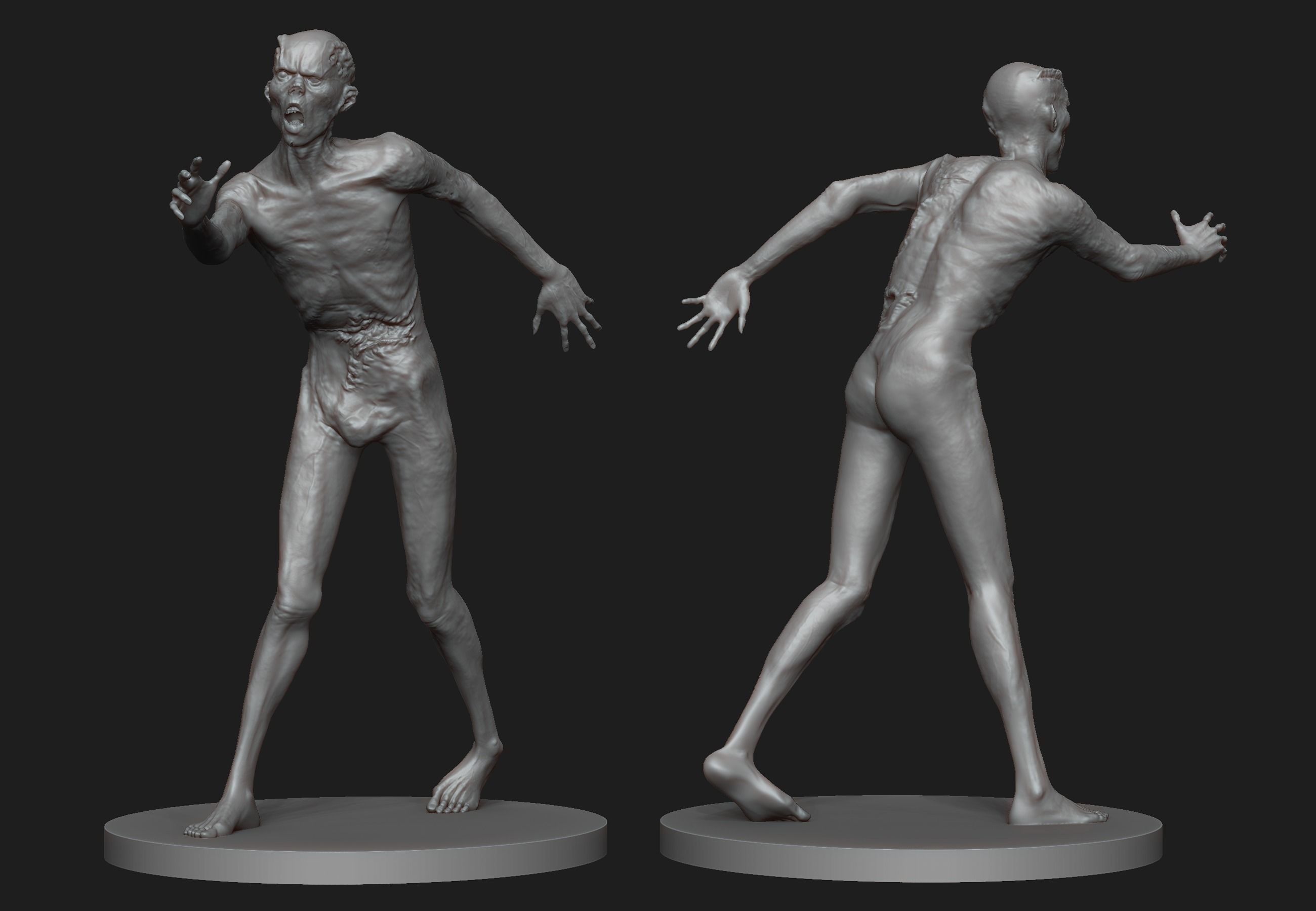 Zombie statue 3D print model_2