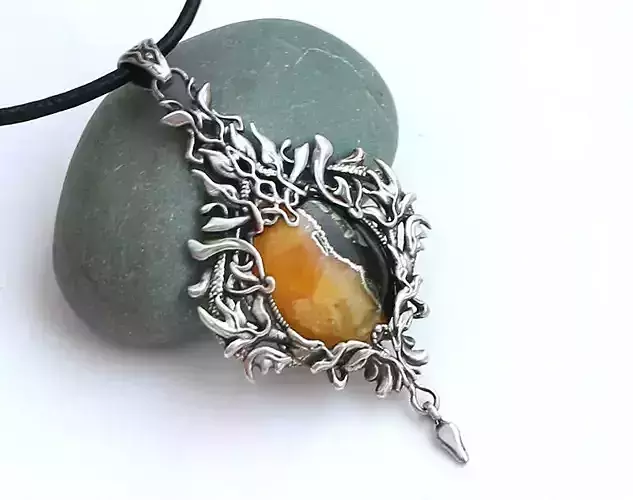 Fantasy pendant model for a cabochon - 3D design for jewelry