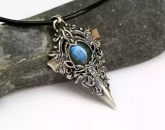 Sculpted 3D printed pendant model for a cabochon 3D print model