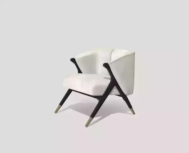 Contemporary upholstered armchair with wooden legs