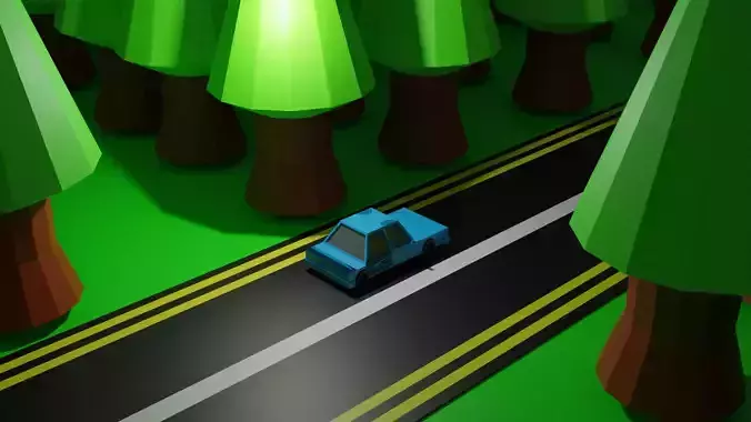 Spooky Road with trees  Free low-poly 3D model