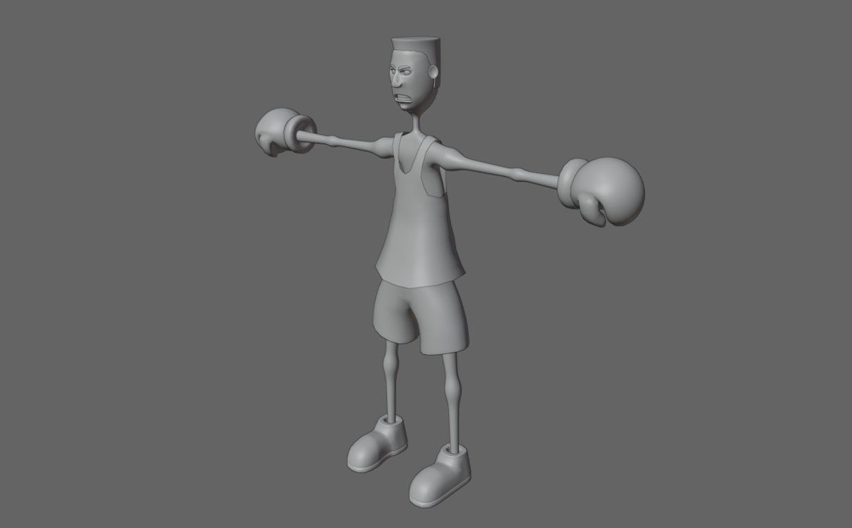 Boxer Fighter Cartoon - Lutador de Boxe 3D model_18