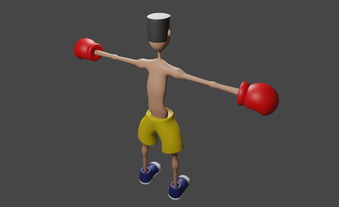 Boxer Fighter Cartoon - Lutador de Boxe 3D model_10