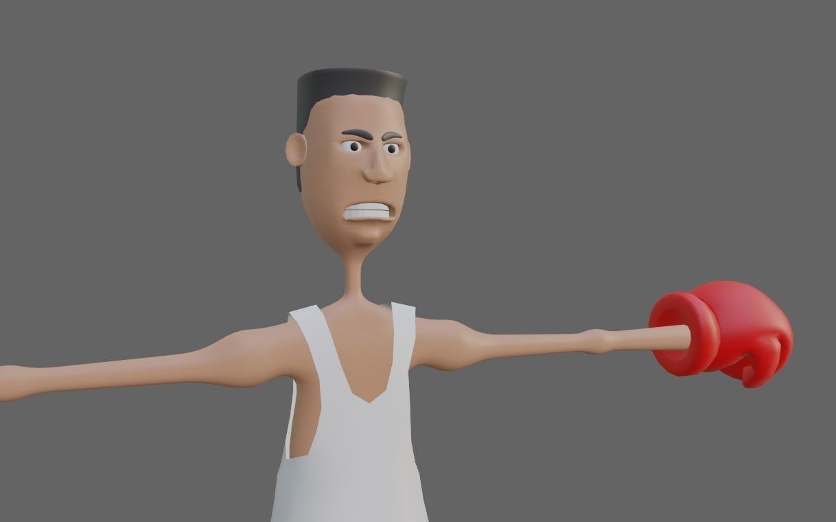 Boxer Fighter Cartoon - Lutador de Boxe 3D model_1