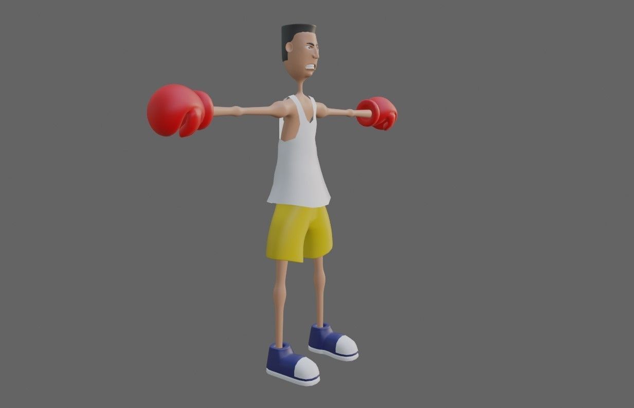 Boxer Fighter Cartoon - Lutador de Boxe 3D model_6