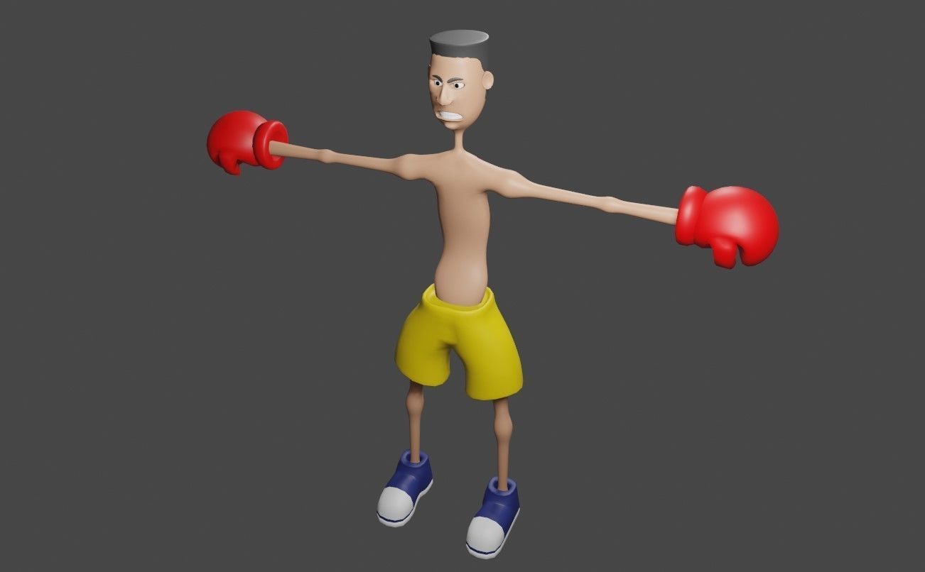Boxer Fighter Cartoon - Lutador de Boxe 3D model_9