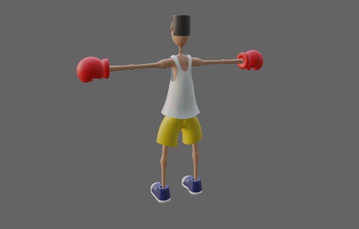 Boxer Fighter Cartoon - Lutador de Boxe 3D model_4