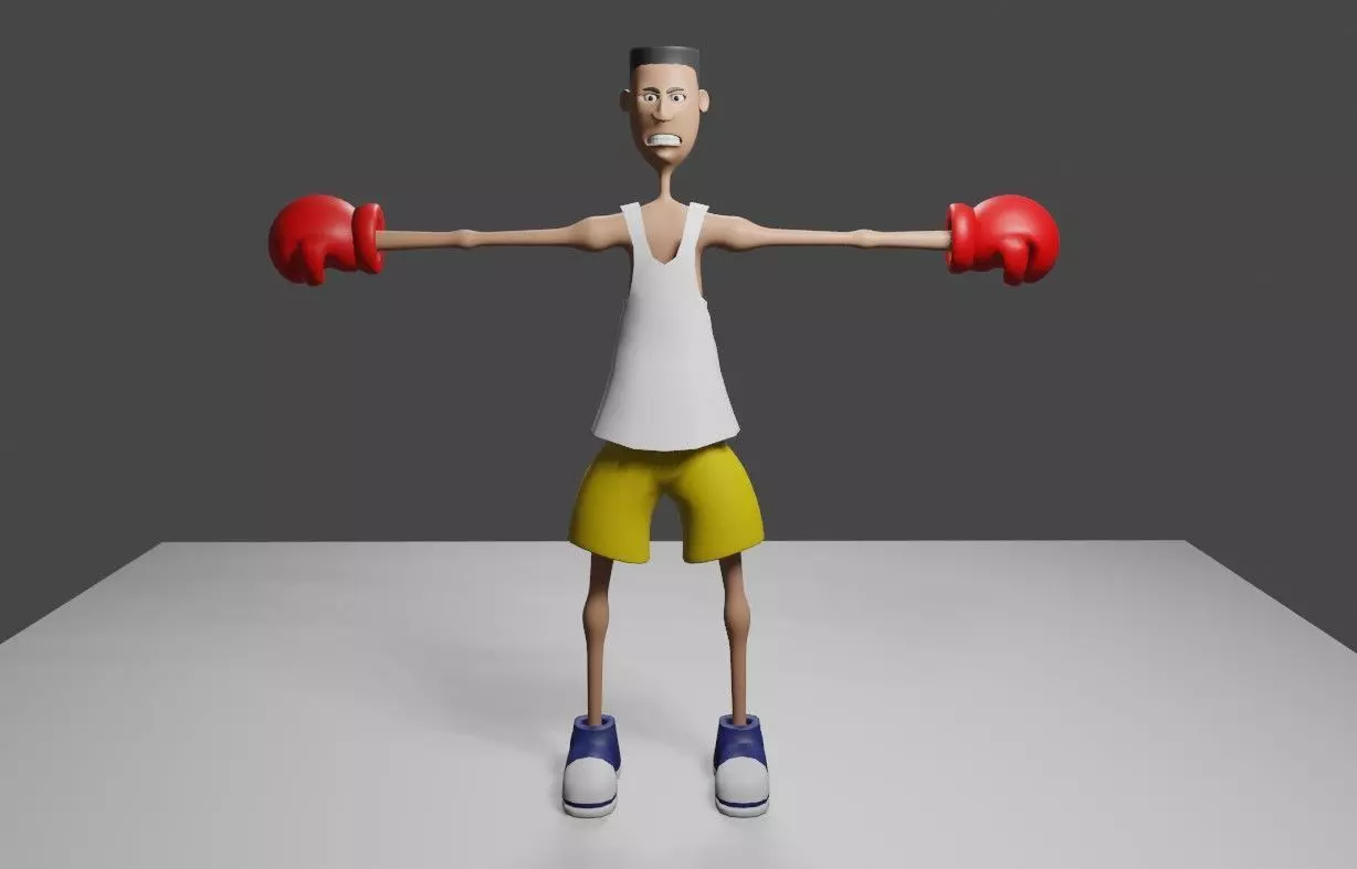 Boxer Fighter Cartoon - Lutador de Boxe 3D model_0