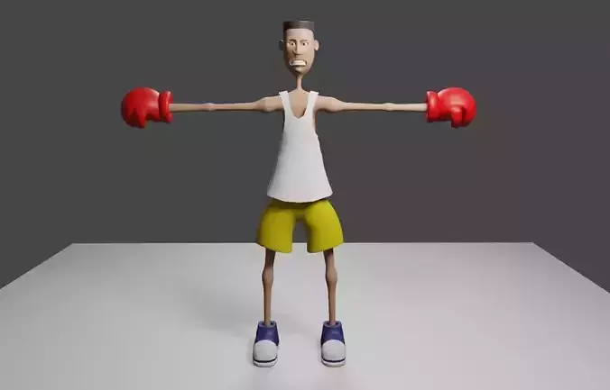 Boxer Fighter Cartoon - Lutador de Boxe 3D model