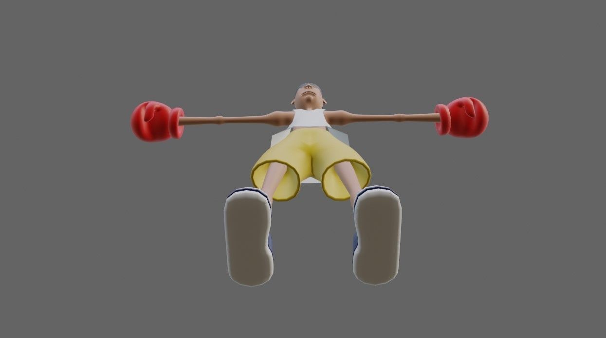 Boxer Fighter Cartoon - Lutador de Boxe 3D model_8